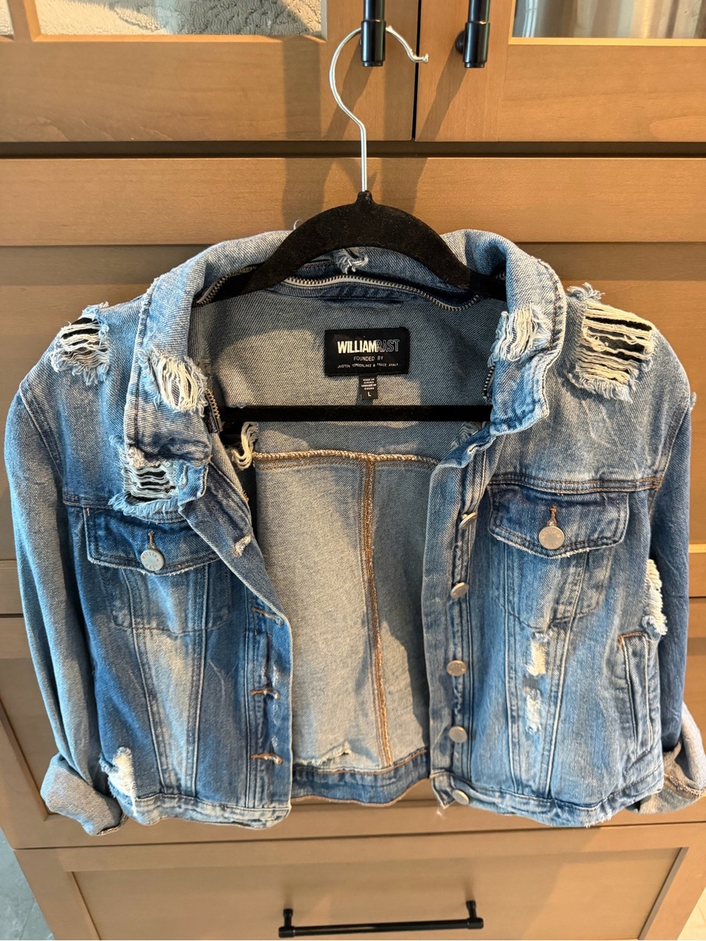 William Rast Distressed Denim Jacket - Light Blue Wash